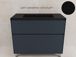 Style Line Тумба с кварцевой раковиной антрацит Лима 100 Plus эмаль графит матовая – фотография-2